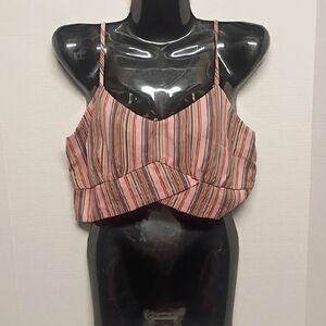 Chic Striped Crop Top in Pink and Black